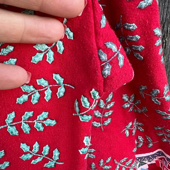 VTG 80s Spumoni Christmas Caroling Teddy Bear Puff Print Sweatshirt Collar M - Picture 8 of 9